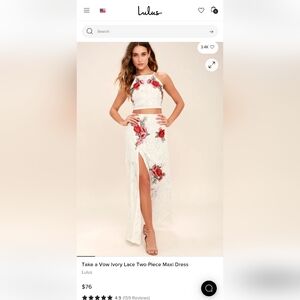 Lulus Take A Vow Ivory Lace Two-Piece Maxi Dress Size Medium